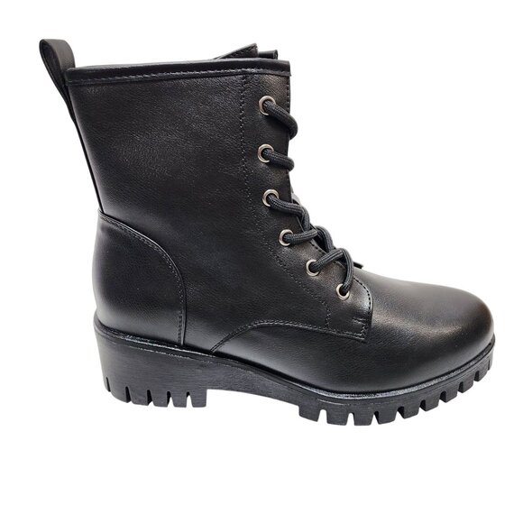 Black Combat Style Ankle Boots  Women Size 10 Lace-Up & Zipper Closure - Picture 8 of 12